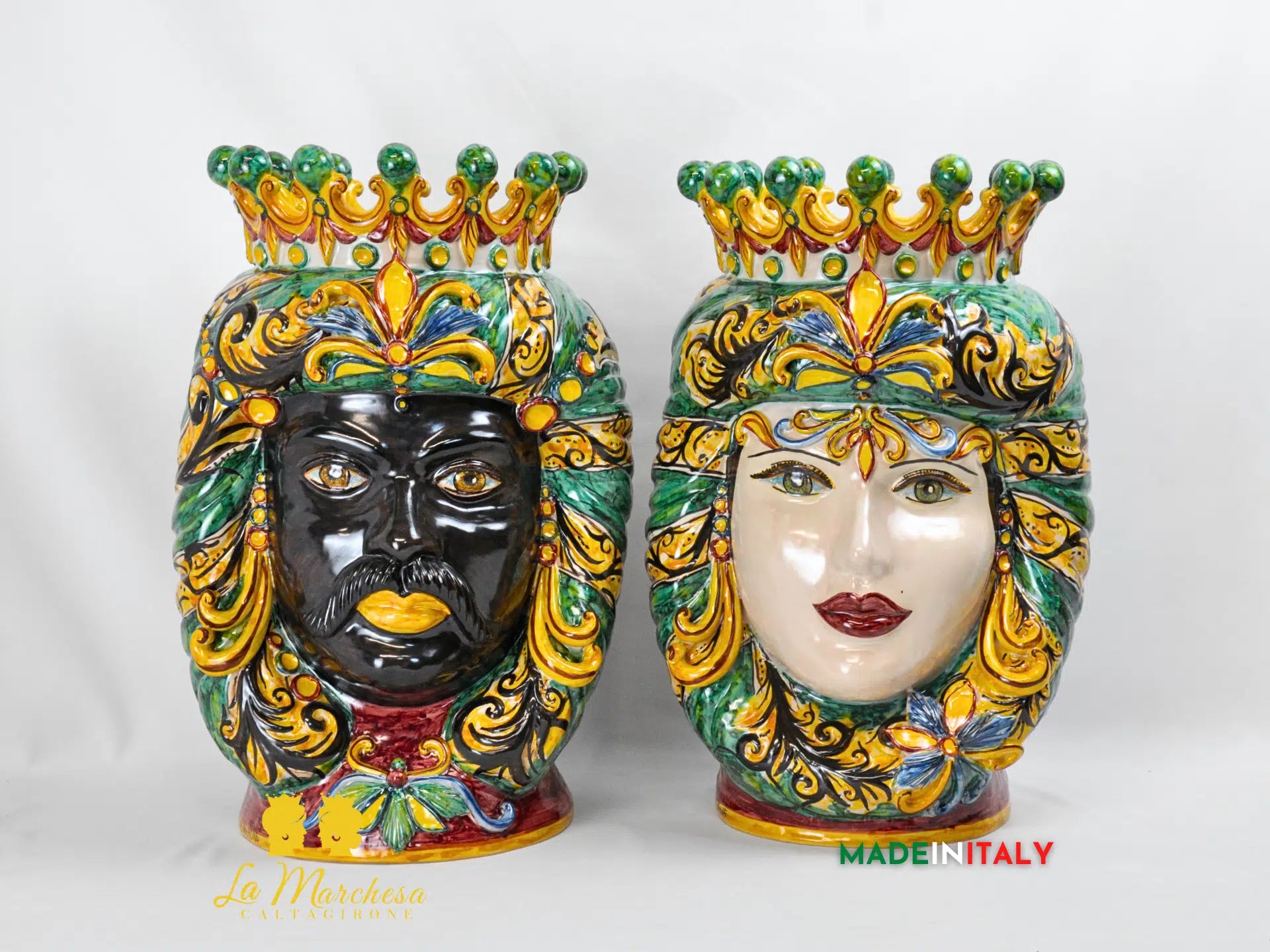 Teste di Moro Taormina Corona in Ceramica di Caltagirone 47cm