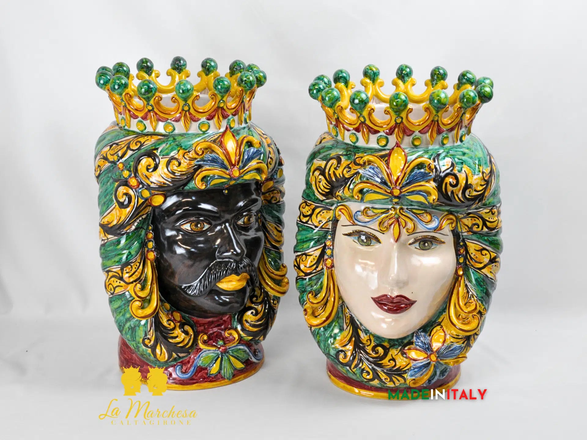 Teste di Moro Taormina Corona in Ceramica di Caltagirone 47cm