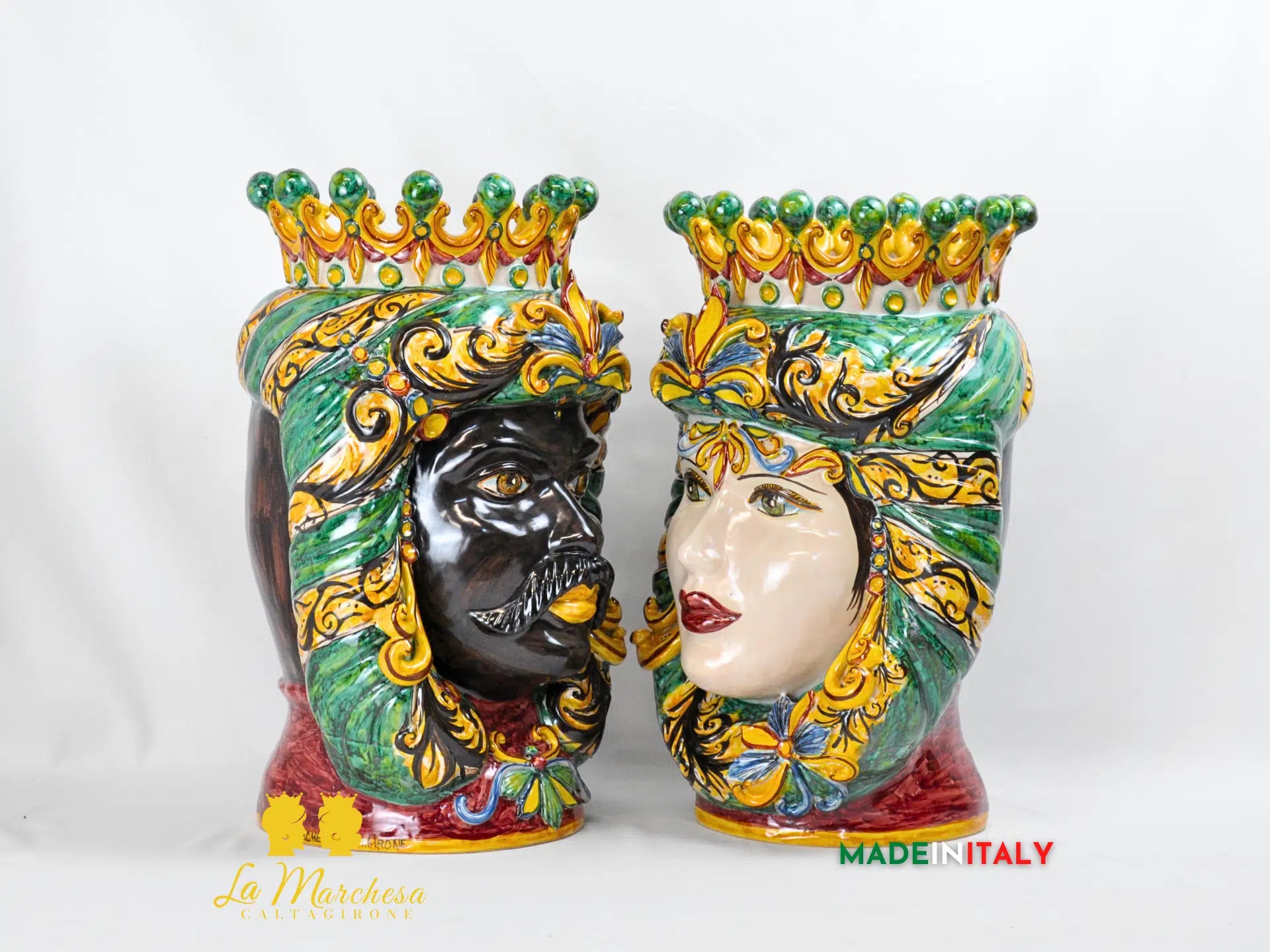 Teste di Moro Taormina Corona in Ceramica di Caltagirone 47cm