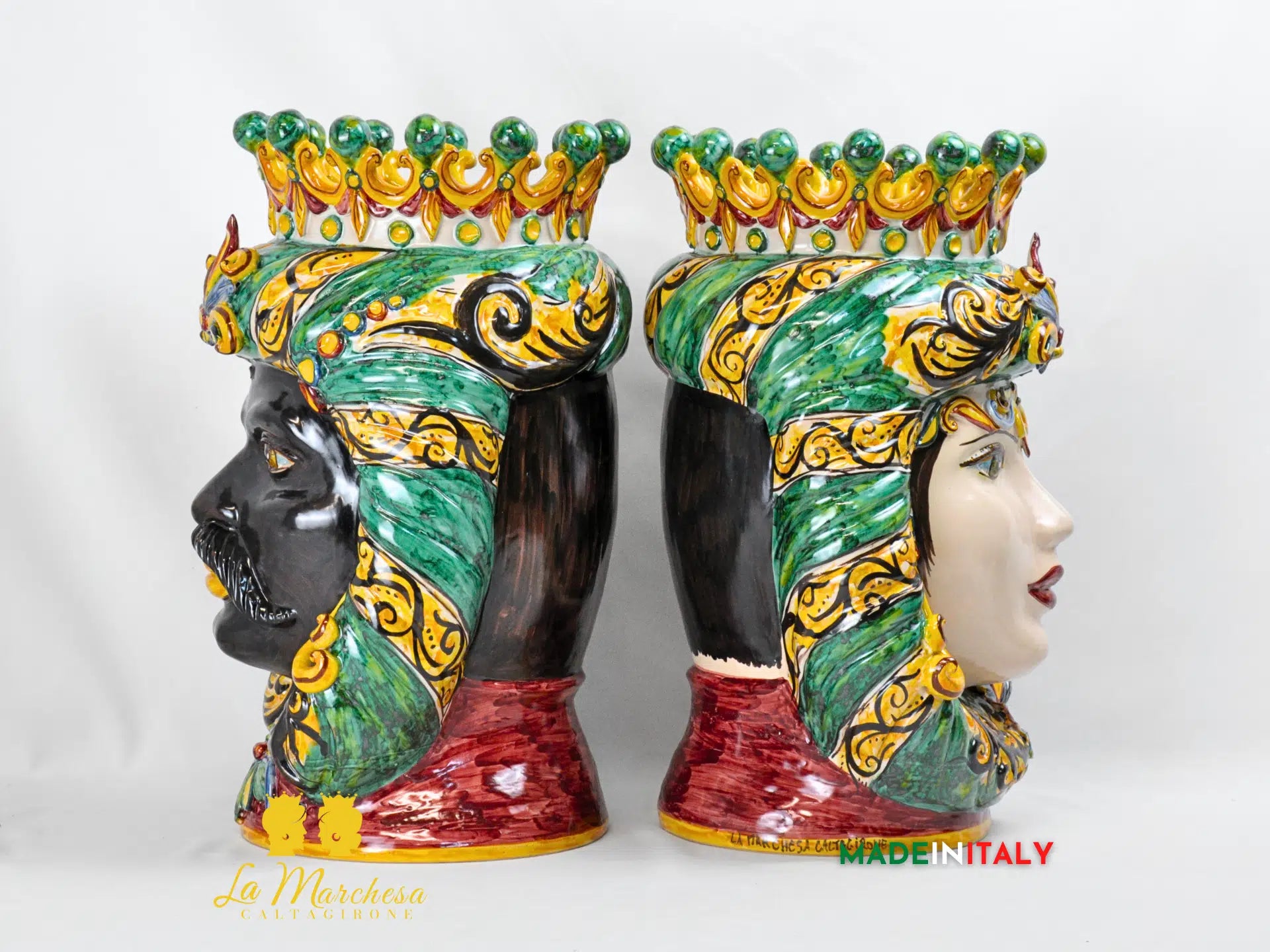 Teste di Moro Taormina Corona in Ceramica di Caltagirone 47cm