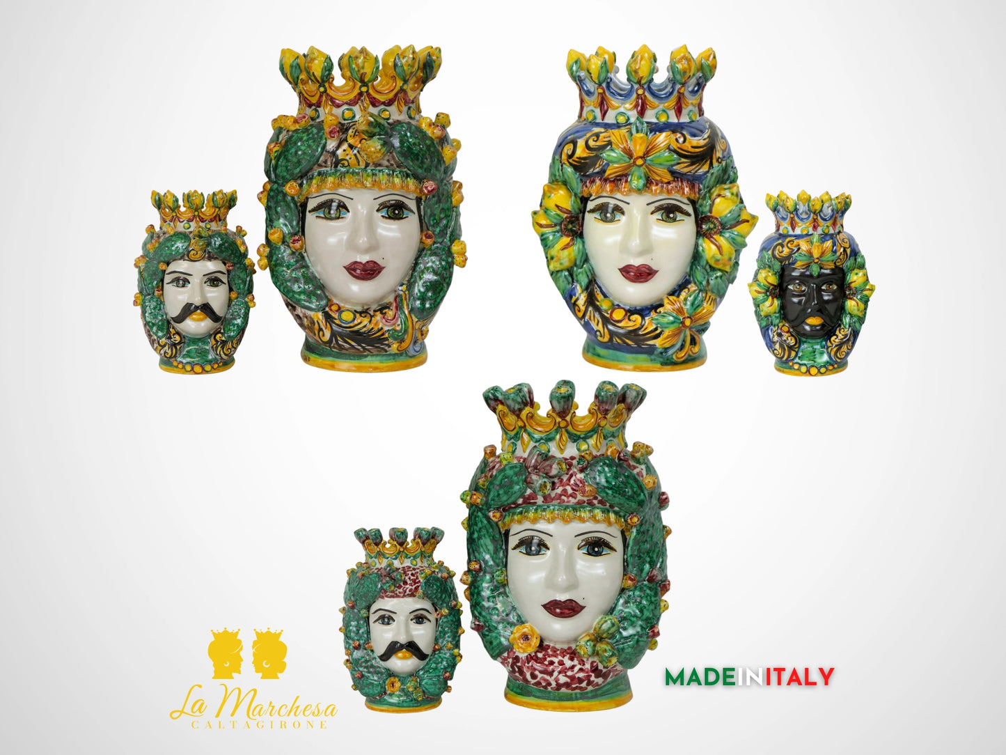 Teste di Moro Taormina Frutta Siciliana in Ceramica di Caltagirone 30cm -  Vari Modelli