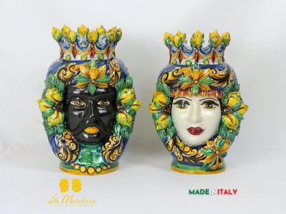 Teste di Moro Taormina Frutta Siciliana in Ceramica di Caltagirone 30cm -  Vari Modelli