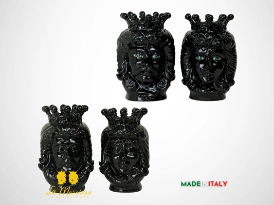 FINE SERIE Teste di Moro Taormina Nere in Ceramica di Caltagirone - Vari Modelli