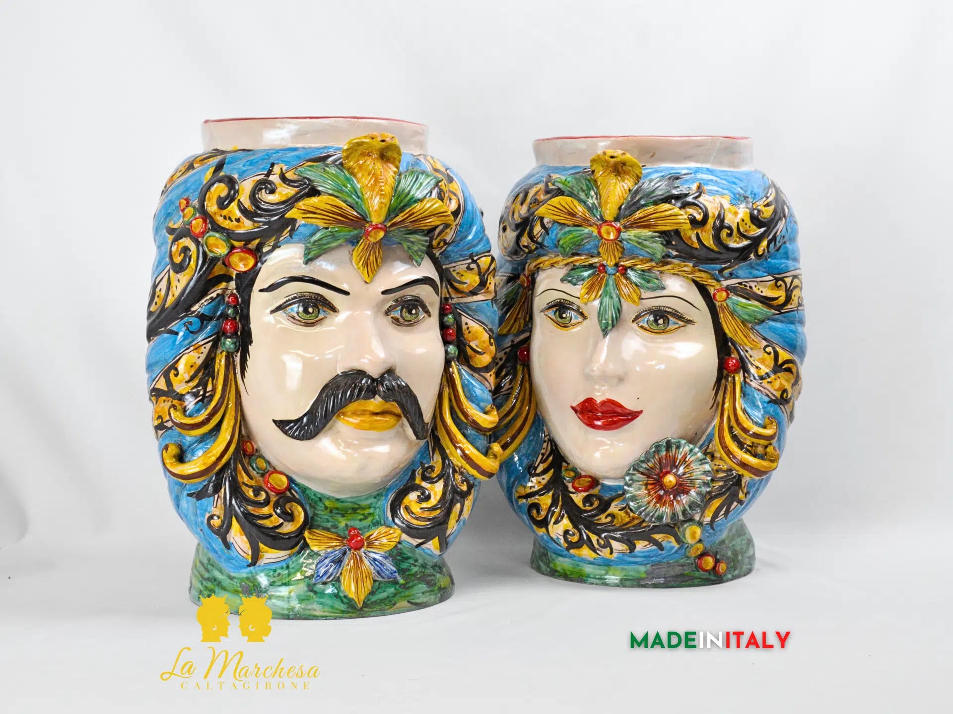 Teste di Moro Taormina Semplici in Ceramica di Caltagirone 42cm