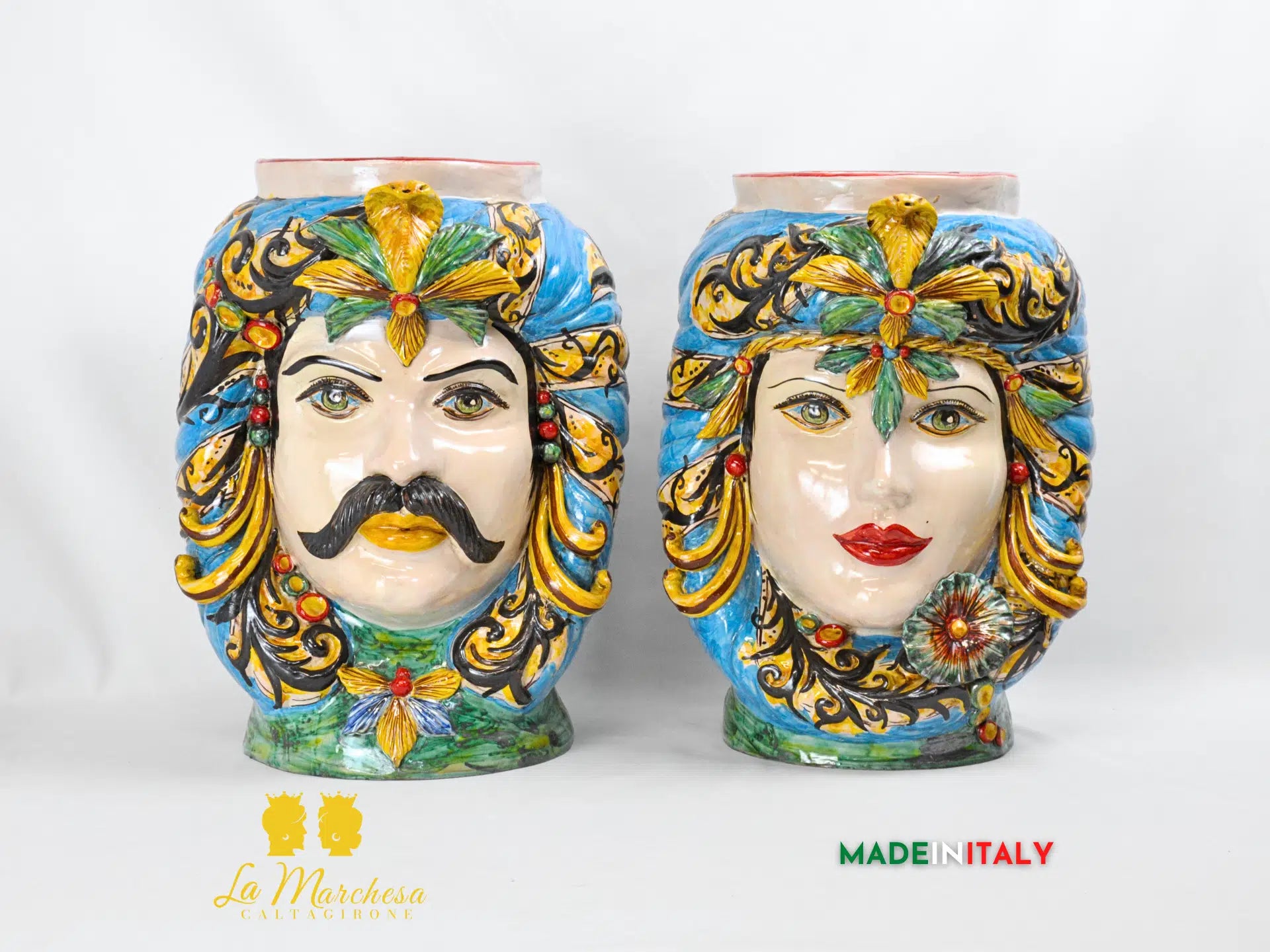 Teste di Moro Taormina Semplici in Ceramica di Caltagirone 42cm