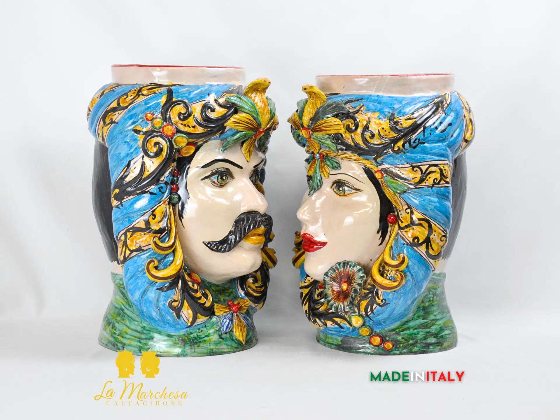 Teste di Moro Taormina Semplici in Ceramica di Caltagirone 42cm