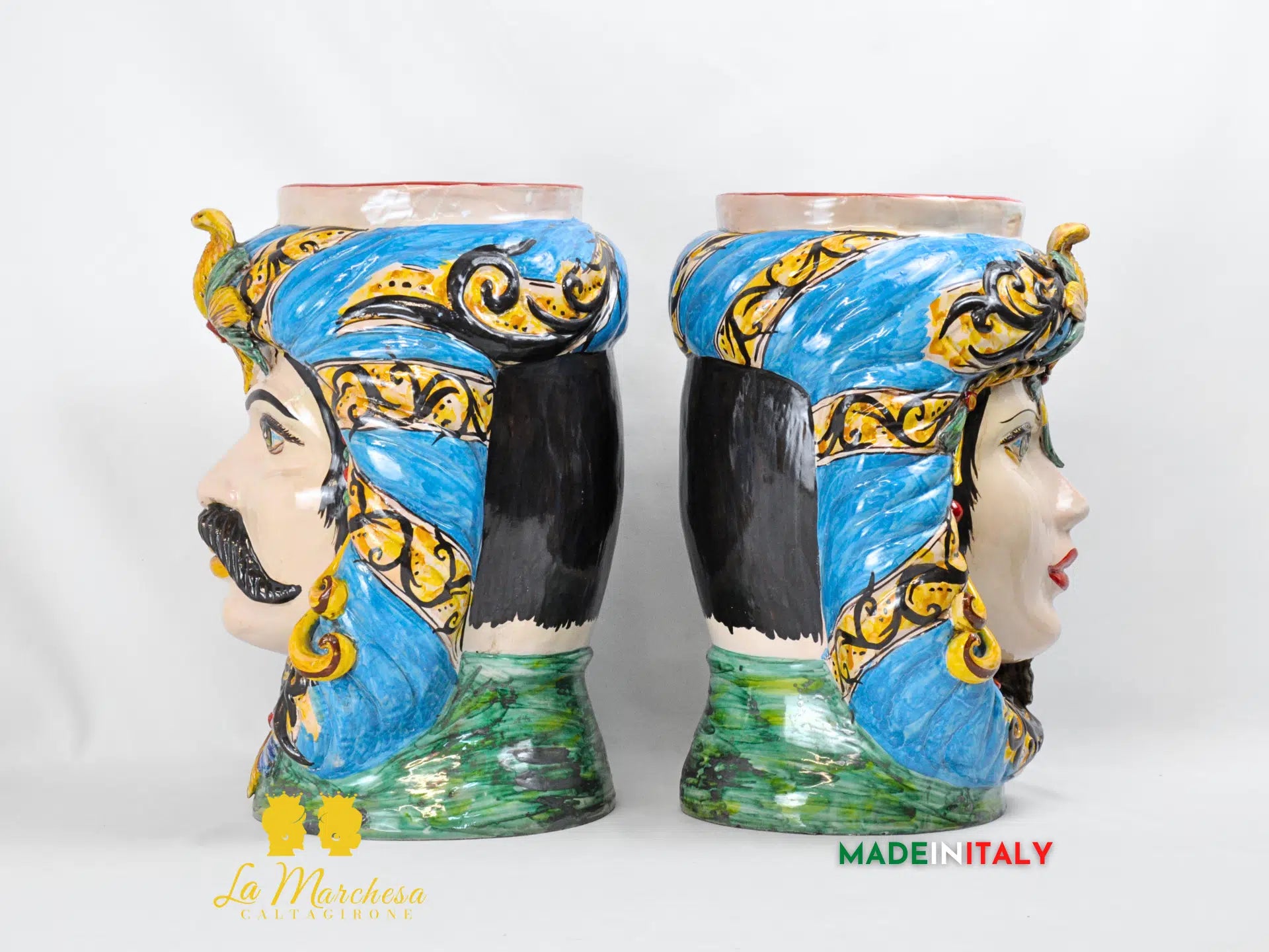 Teste di Moro Taormina Semplici in Ceramica di Caltagirone 42cm