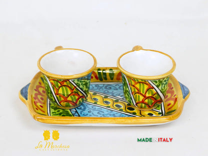 Tete a Tete Servio Caffè 2 tazzine in Ceramica di Caltagirone - Vari Modelli