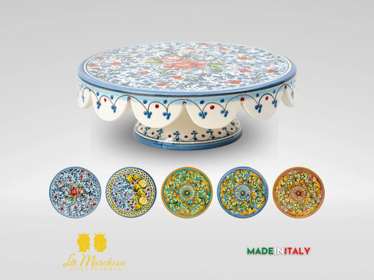 Tortiera Porta Torta Decorato in Ceramica di Caltagirone 30cm - Vari Decori