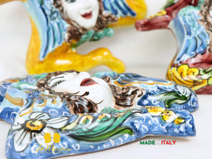 Trinacria Decorata in Ceramica di Caltagirone 22cm - Vari Decori