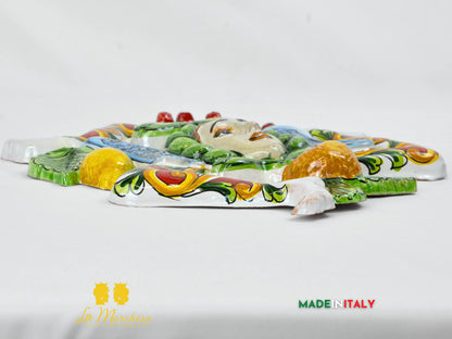 Trinacria Frutta Decorata in Ceramica di Caltagirone 30cm