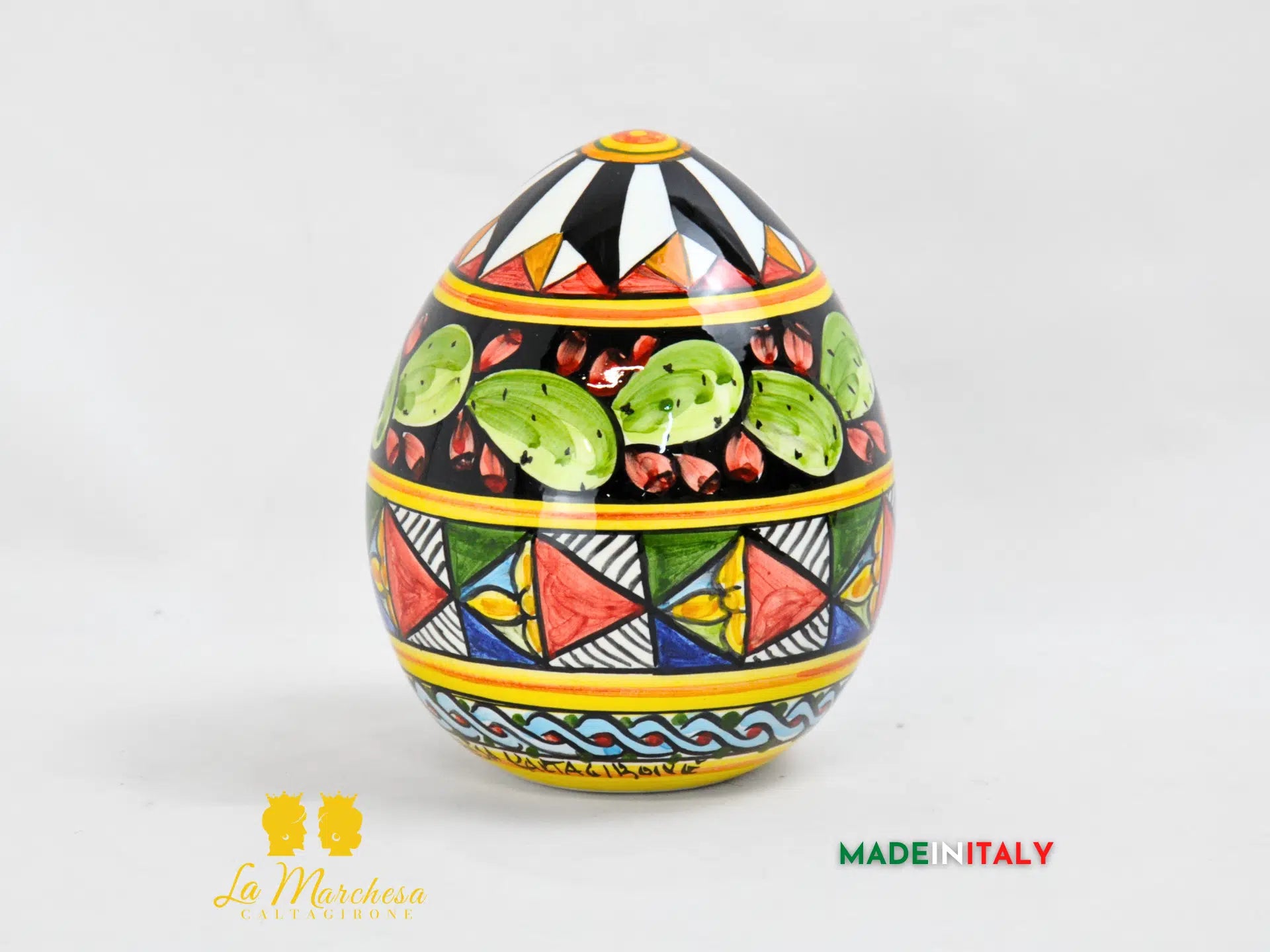 Uova in Ceramica di Caltagirone con Decoro Carretto Siciliano