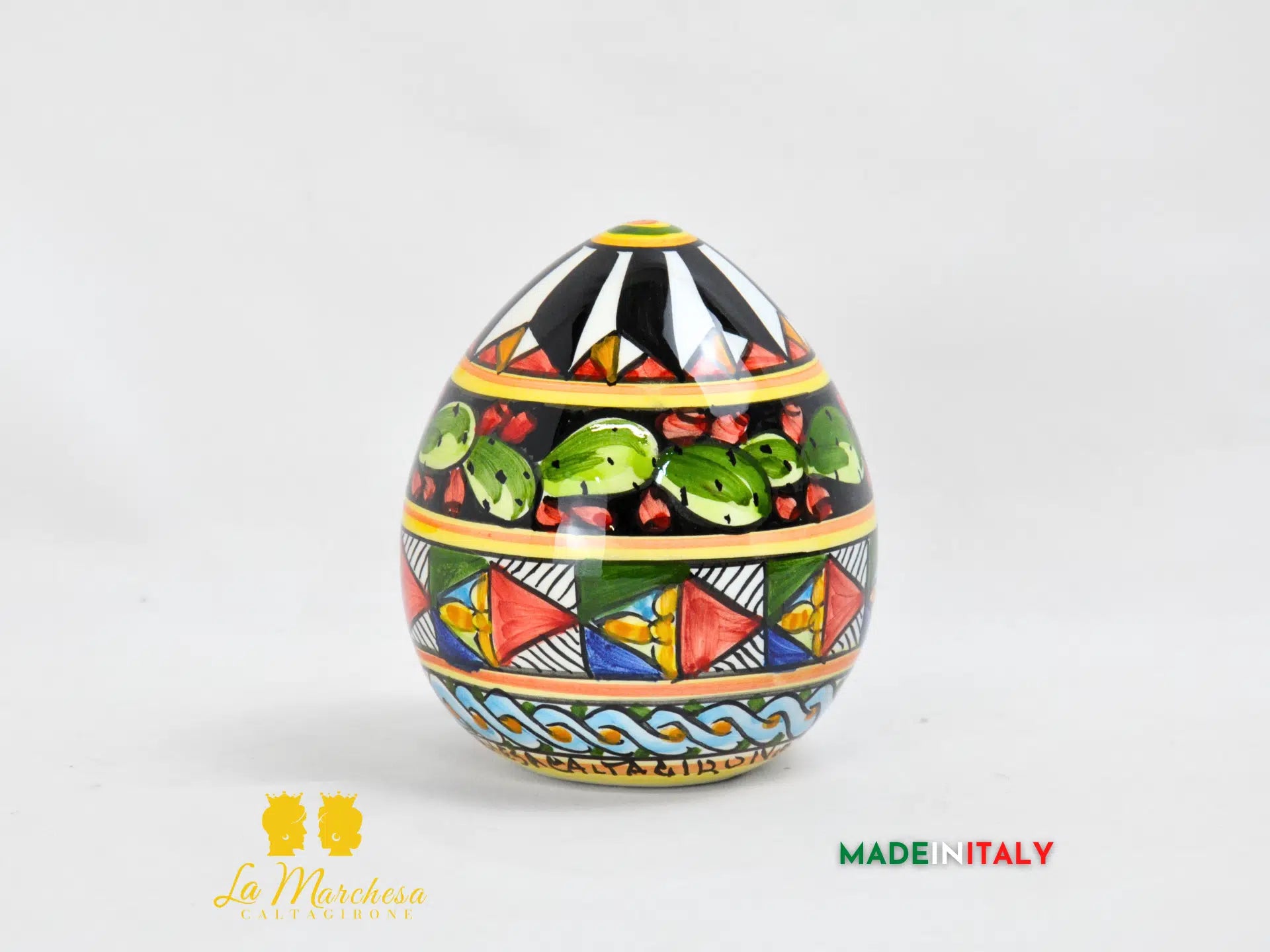 Uova in Ceramica di Caltagirone con Decoro Carretto Siciliano