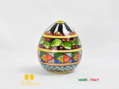 Uova in Ceramica di Caltagirone con Decoro Carretto Siciliano