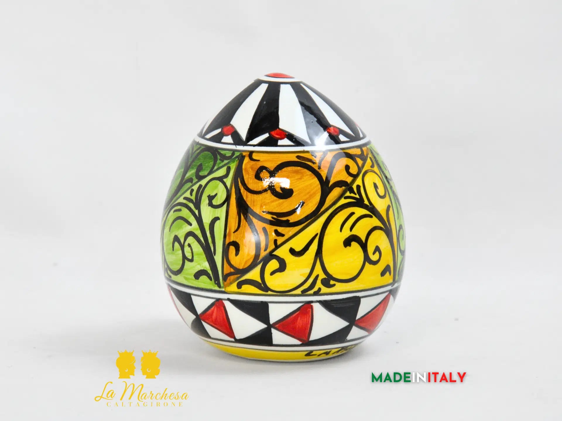 Uova in Ceramica di Caltagirone con Decoro Carretto Siciliano