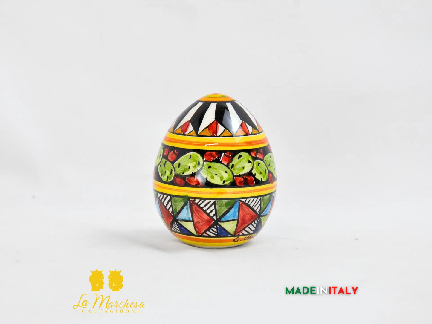 Uova in Ceramica di Caltagirone con Decoro Carretto Siciliano