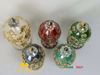 Uovo decorato in Ceramica di Caltagirone Oro, Platino e madreperla - Vari Modelli