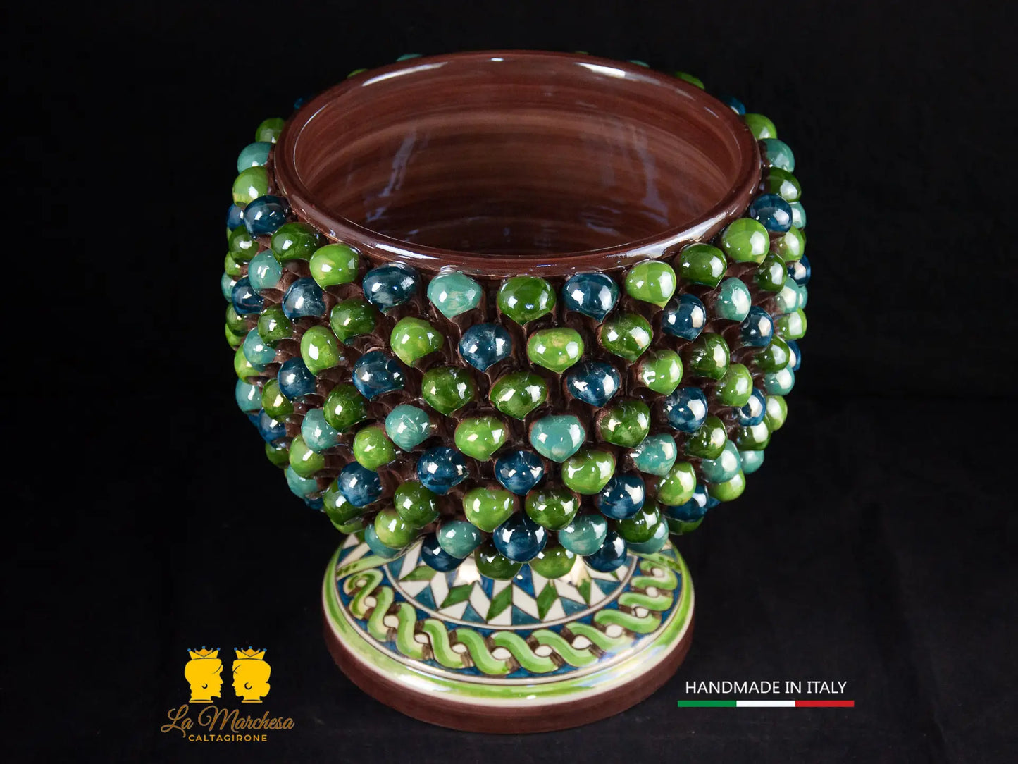 Portavasi da interno o da esterno pigna Siciliana in Ceramica di Caltagirone Madreperla - Vari Modelli