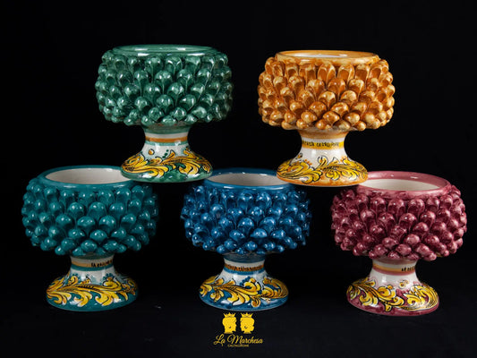 Portavaso Pigna Sicliana Ceramica di Caltagirone Artigianale cm16 - vari colori