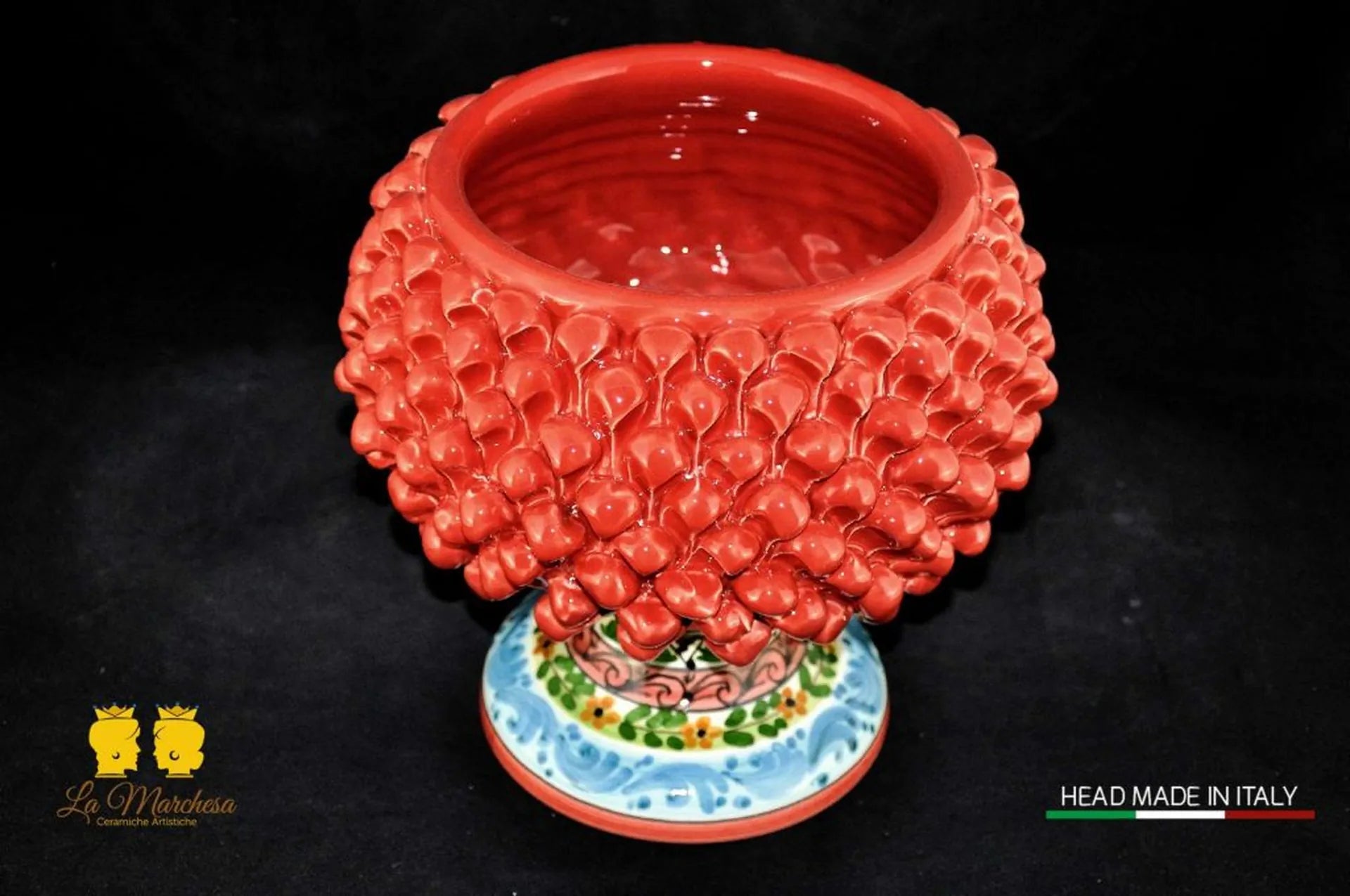 Portavaso Pigna in ceramica di Caltagirone Rosso h26