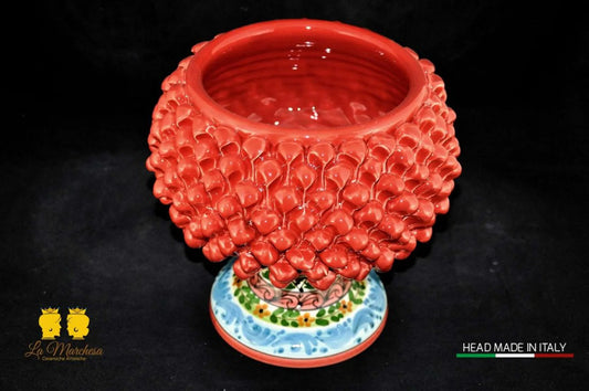 Portavaso Pigna in ceramica di Caltagirone Rosso h26