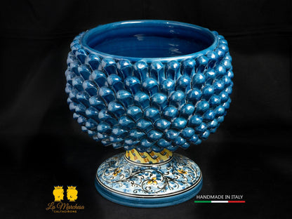 Portavaso Pigna Siciliana Ceramica di Caltagirone blu antico 600 cm25