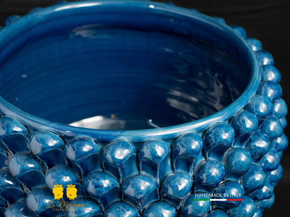 Portavaso mezza Pigna Siciliana Ceramica di Caltagirone blu antico 600 h29