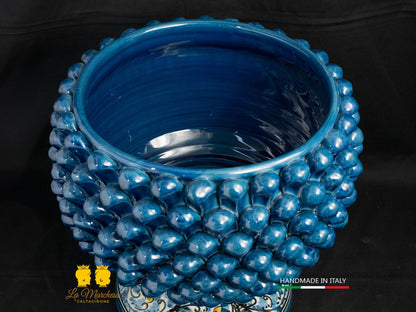 Portavaso mezza Pigna Siciliana Ceramica di Caltagirone blu antico 600 h29