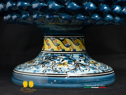 Portavaso mezza Pigna Siciliana Ceramica di Caltagirone blu antico 600 h29
