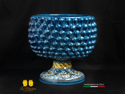 Portavaso mezza Pigna Siciliana Ceramica di Caltagirone blu antico 600 h29