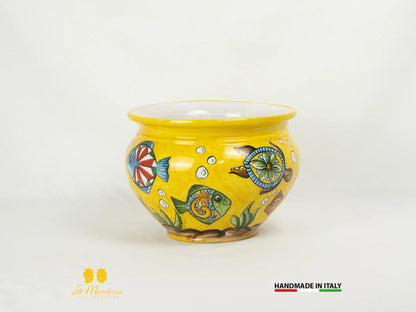 Vaso decorato in Ceramica di Caltagirone pesci - Varie Misure