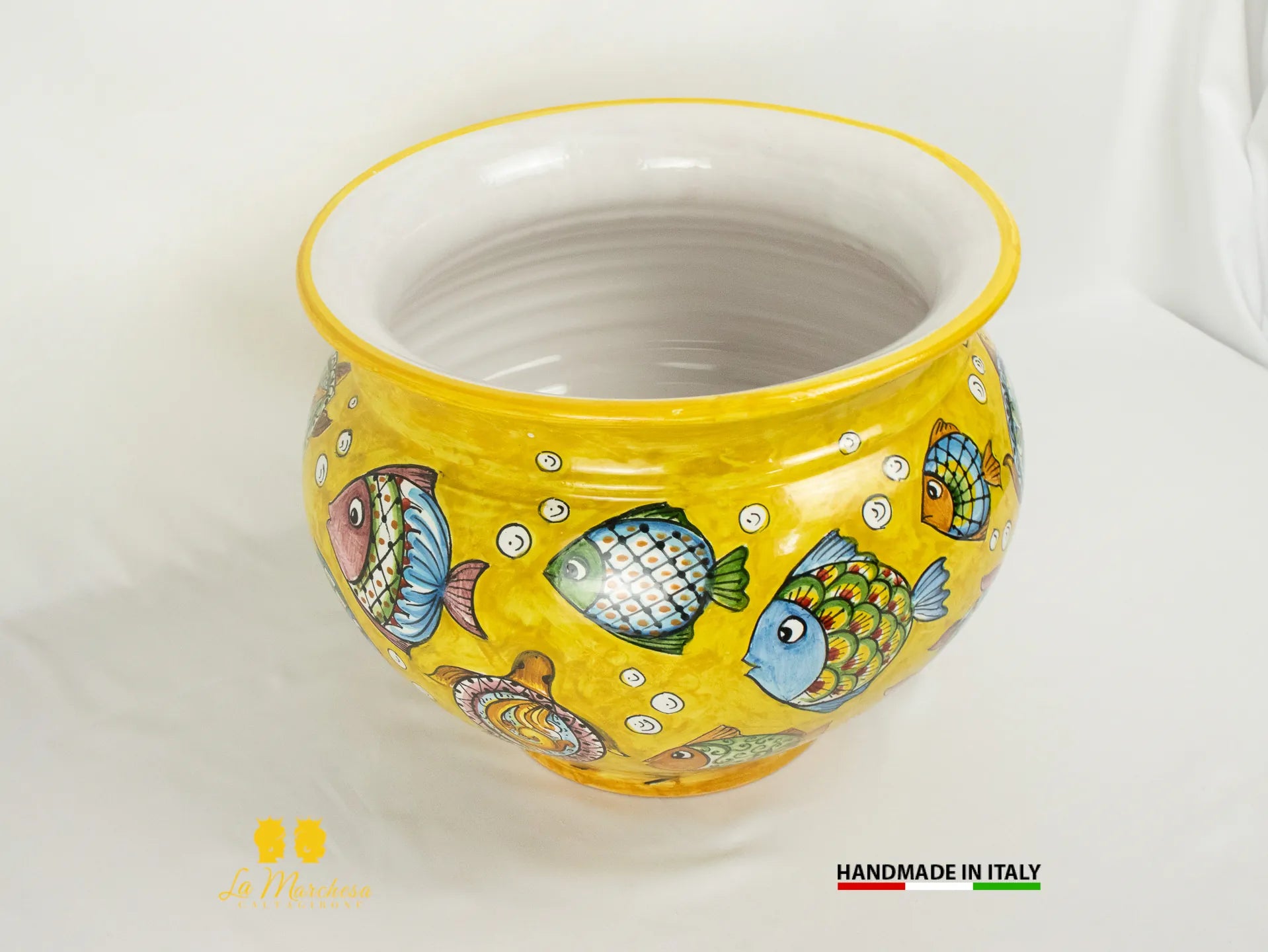 Vaso decorato in Ceramica di Caltagirone pesci - Varie Misure