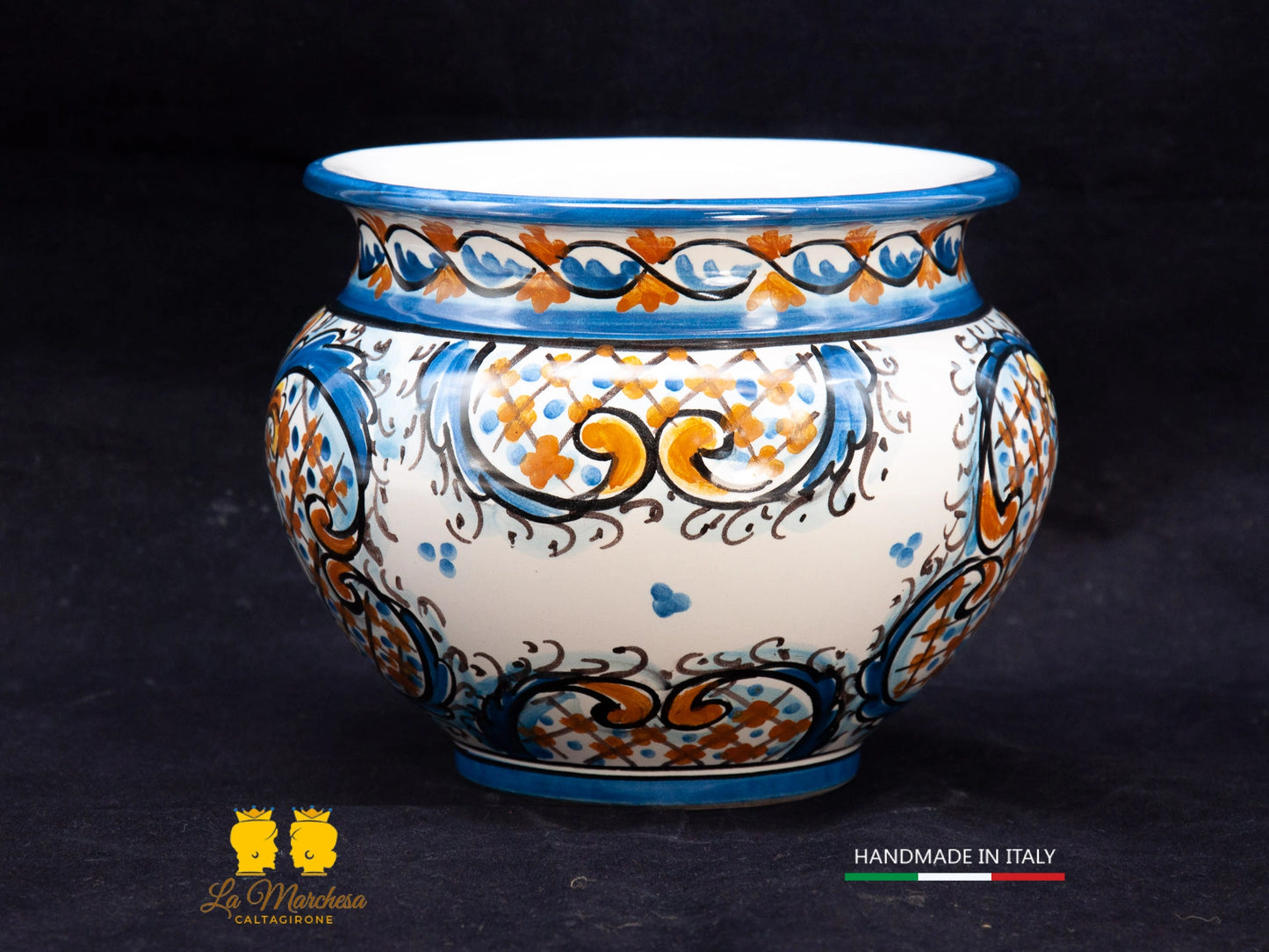 Vaso decorato in Ceramica di Caltagirone decoro 600 quadri - Varie Misure