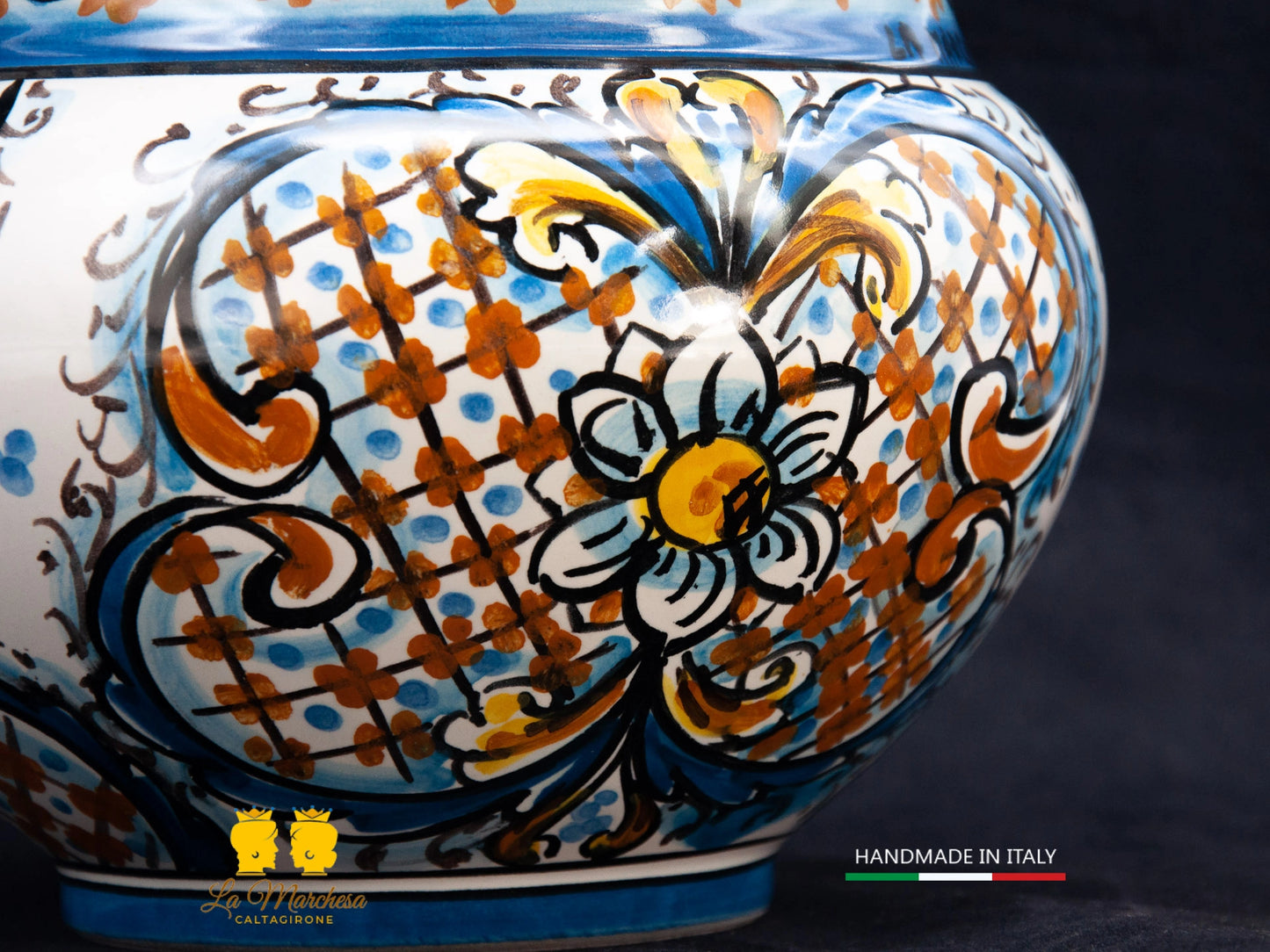 Vaso decorato in Ceramica di Caltagirone decoro 600 quadri - Varie Misure