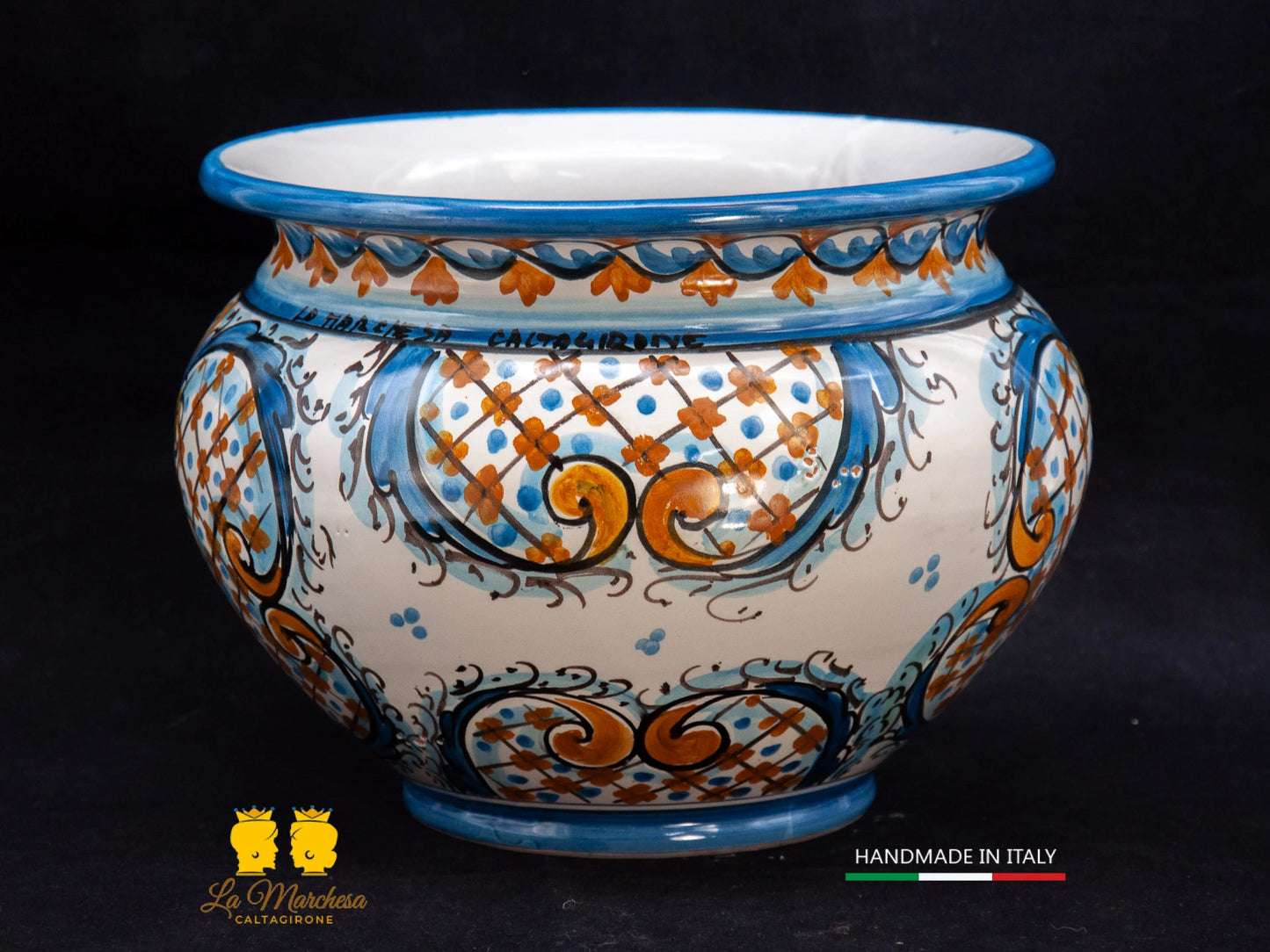 Vaso decorato in Ceramica di Caltagirone decoro 600 quadri - Varie Misure