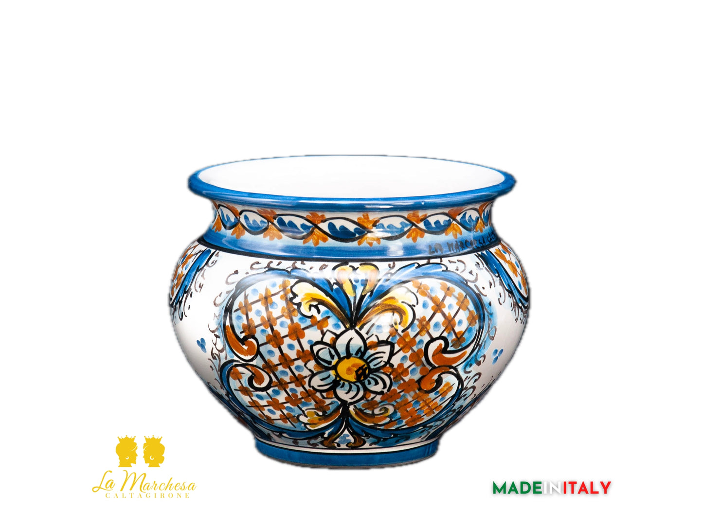 Vaso decorato in Ceramica di Caltagirone decoro 600 quadri - Varie Misure