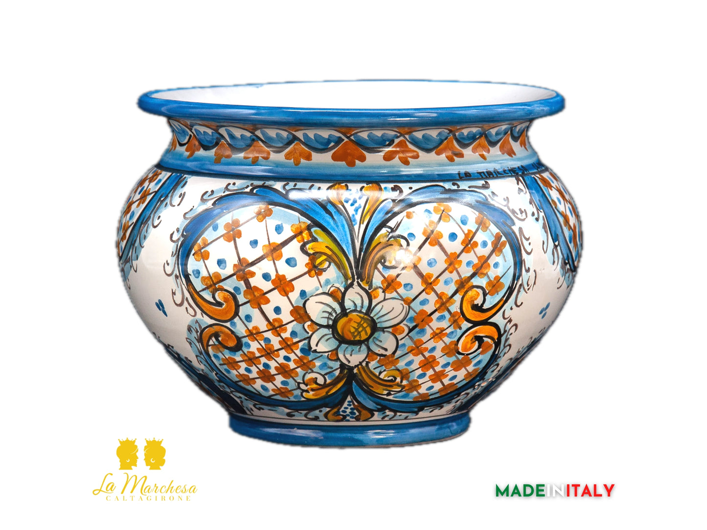 Vaso decorato in Ceramica di Caltagirone decoro 600 quadri - Varie Misure