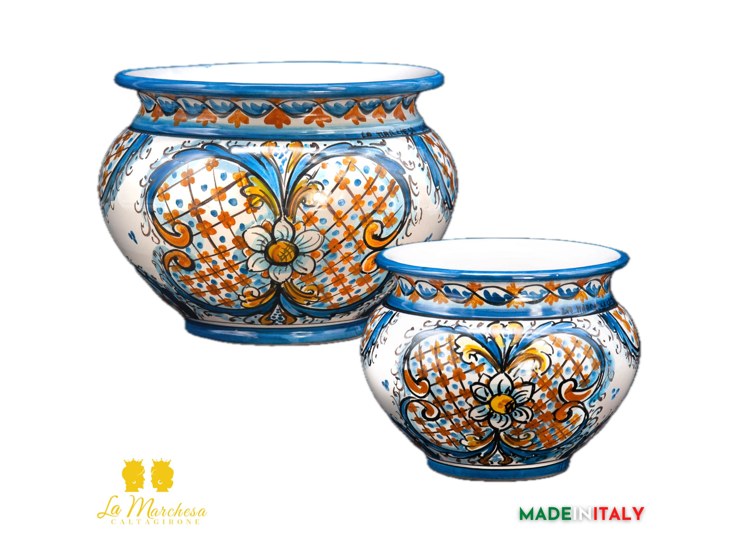 Vaso decorato in Ceramica di Caltagirone decoro 600 quadri - Varie Misure