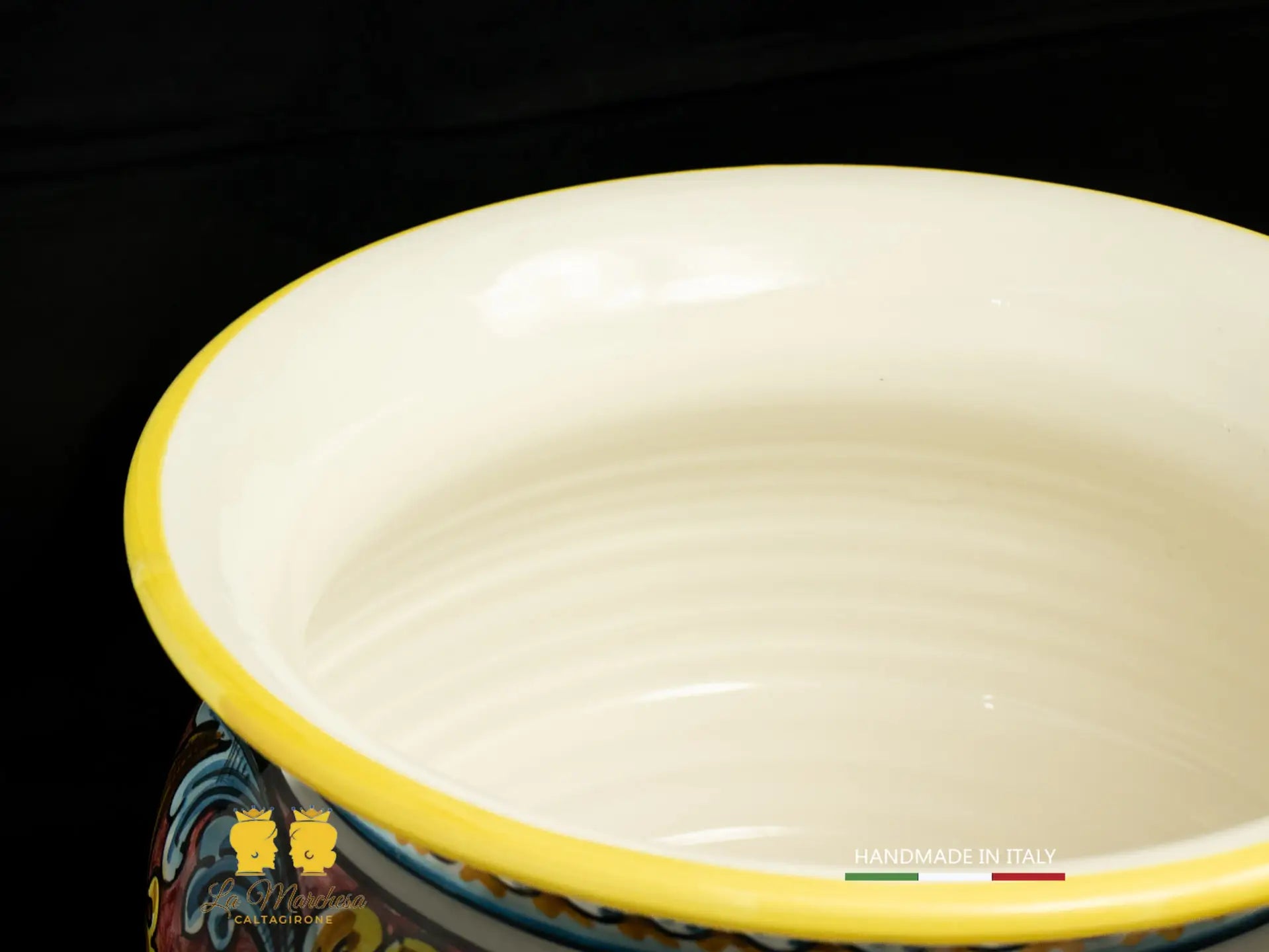 Portavaso Vaso in Ceramica di Caltagirone ornato bordeaux L30