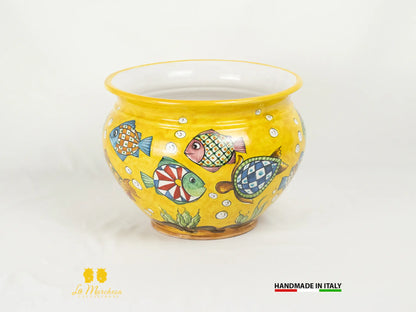 Vaso portavaso in Ceramica di Caltagirone pesci - Varie Misure