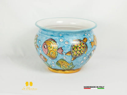 Vaso portavaso in Ceramica di Caltagirone pesci - Varie Misure