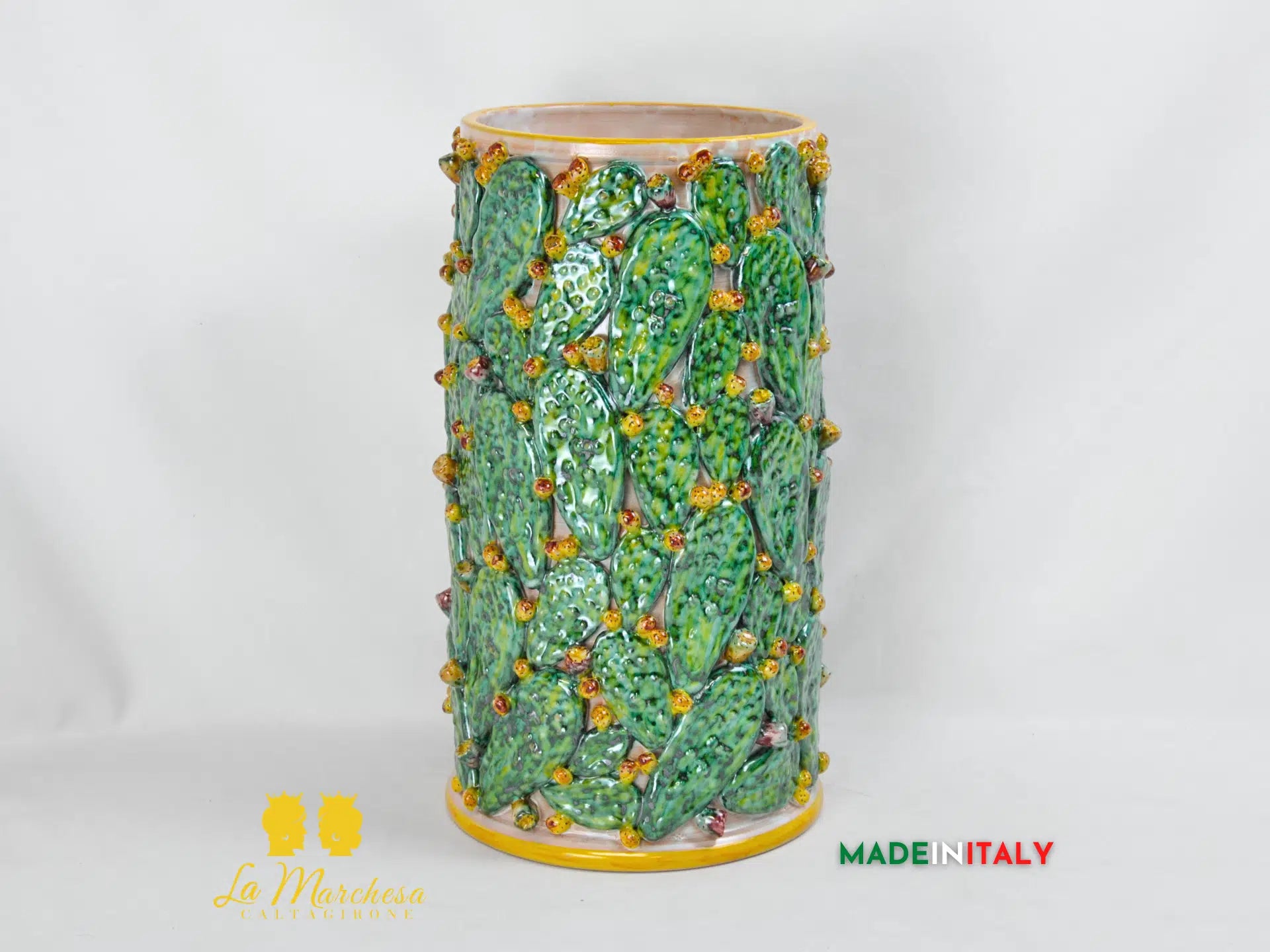 Vaso Decorato Fichi D'India in Ceramica di Caltagirone SERIE LUX - Vari Modelli