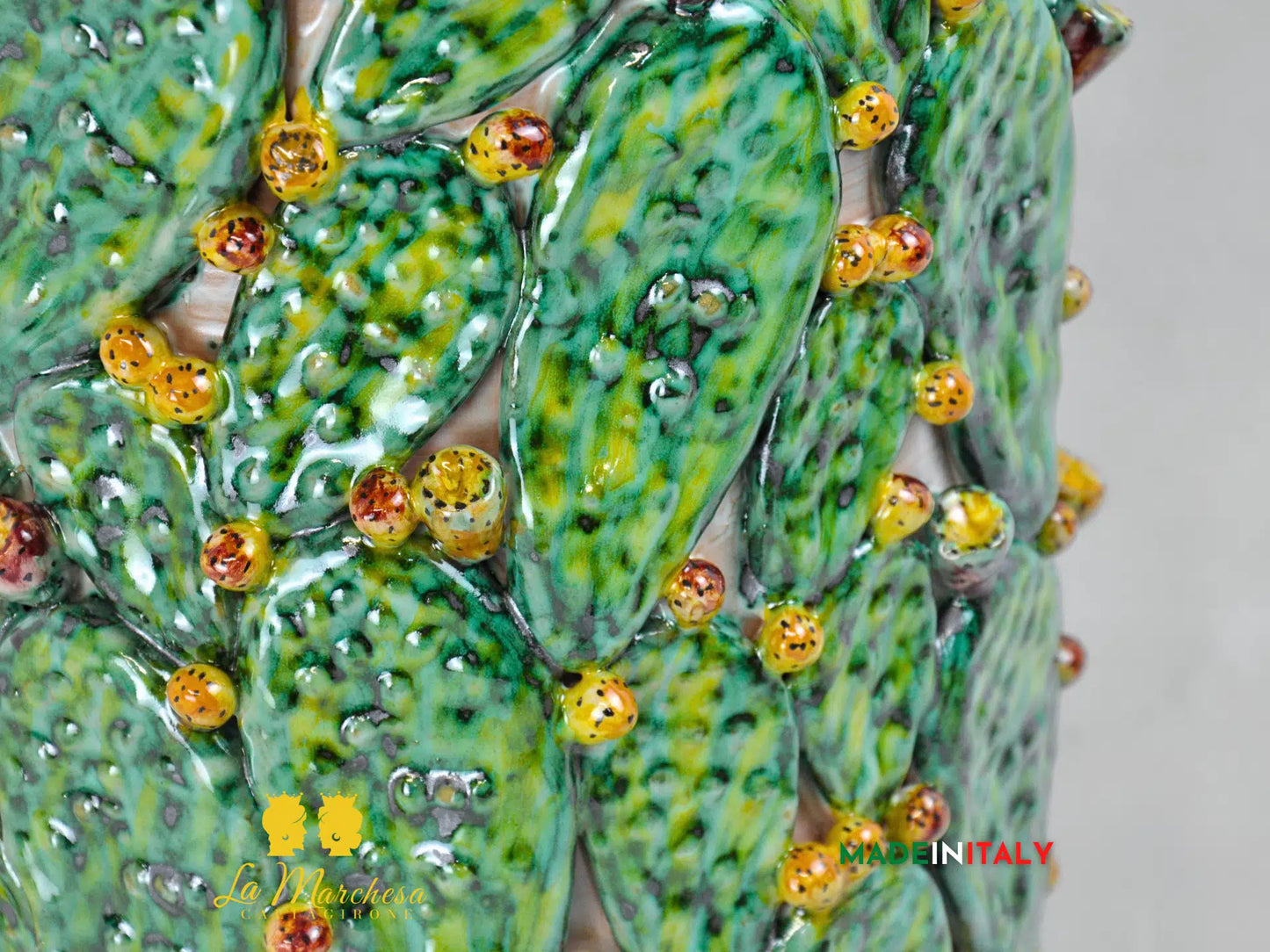 Vaso Decorato Fichi D'India in Ceramica di Caltagirone SERIE LUX - Vari Modelli