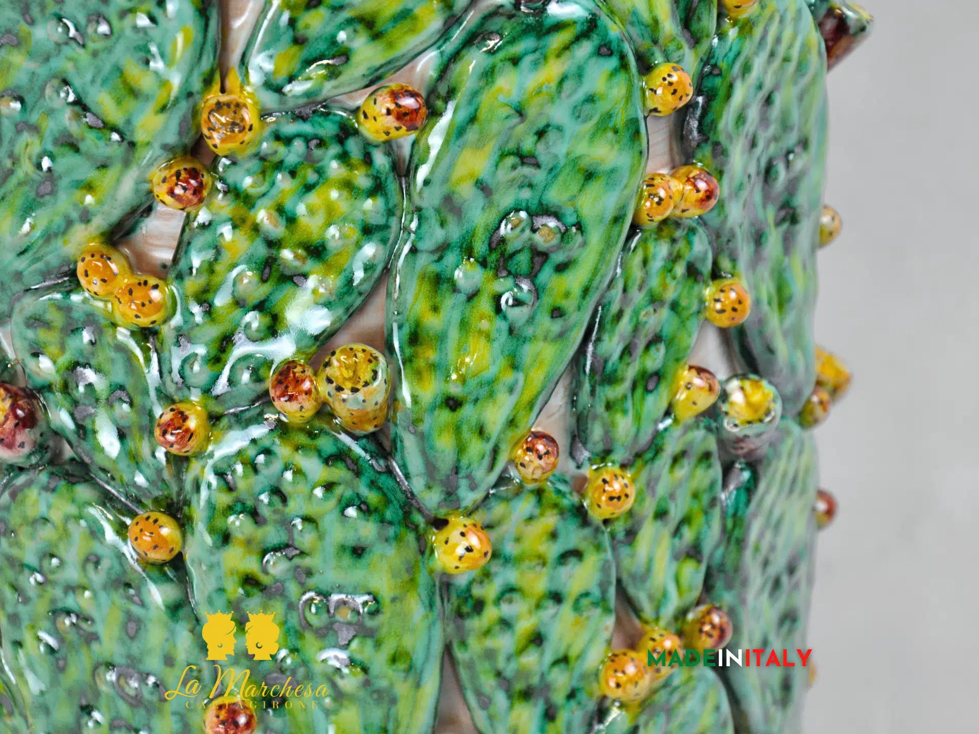 Vaso Decorato Fichi D'India in Ceramica di Caltagirone SERIE LUX - Vari Modelli