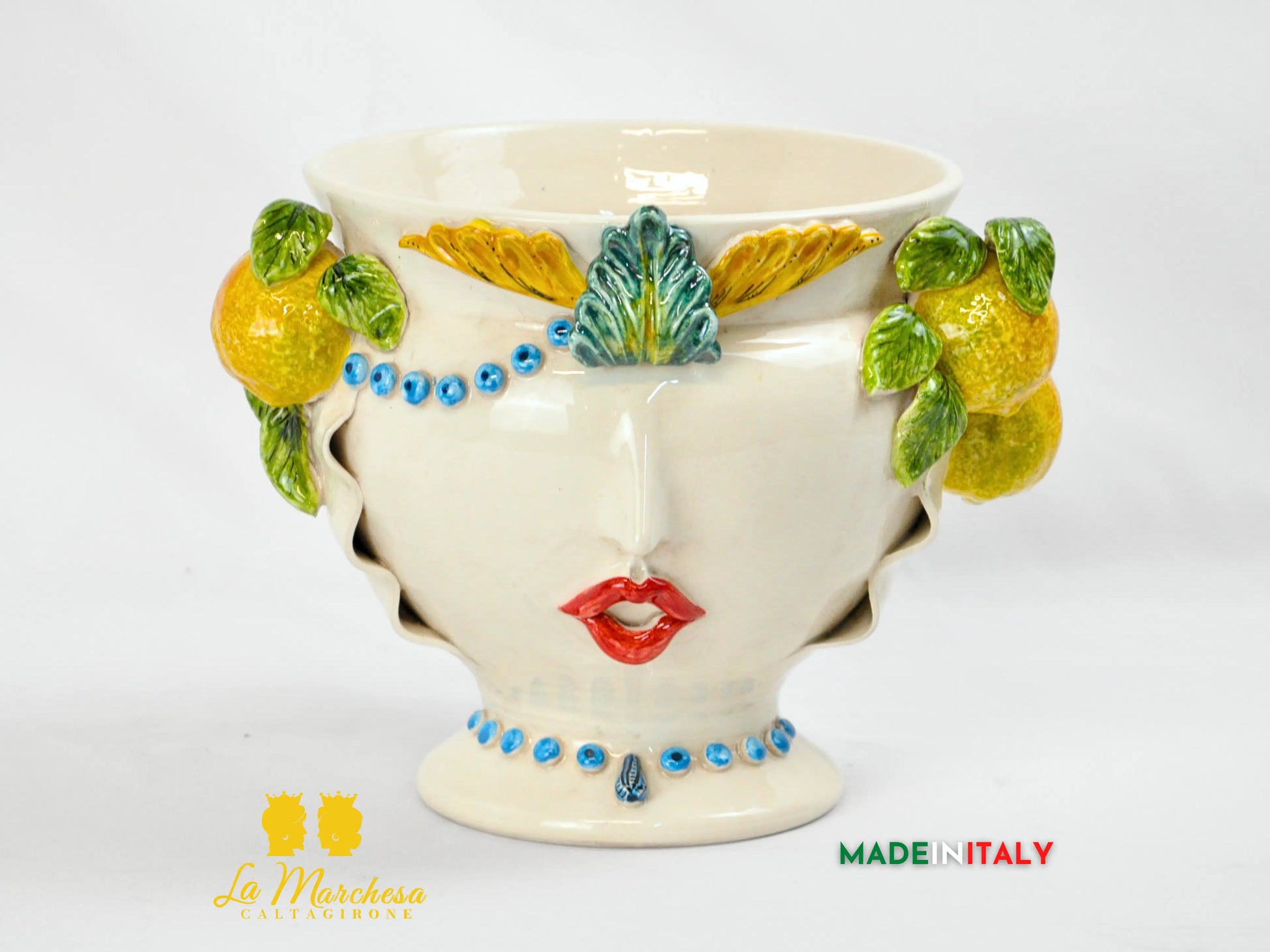 Vaso Donna Limoni in Ceramica di Caltagirone 26cm