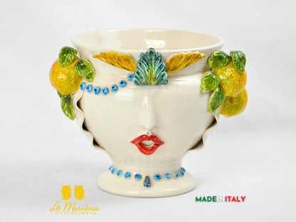 Vaso Donna Limoni in Ceramica di Caltagirone 26cm
