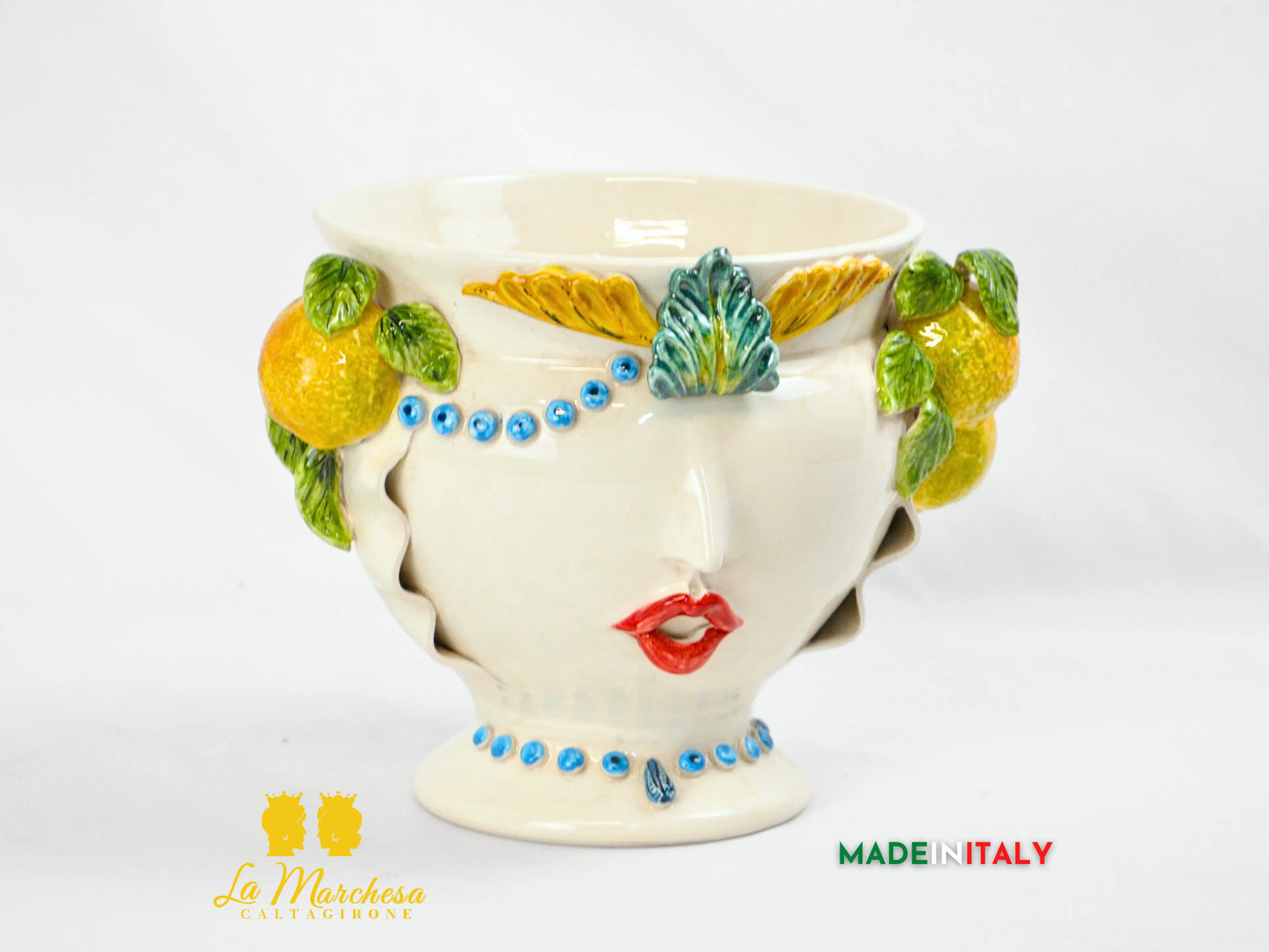 Vaso Donna Limoni in Ceramica di Caltagirone 26cm