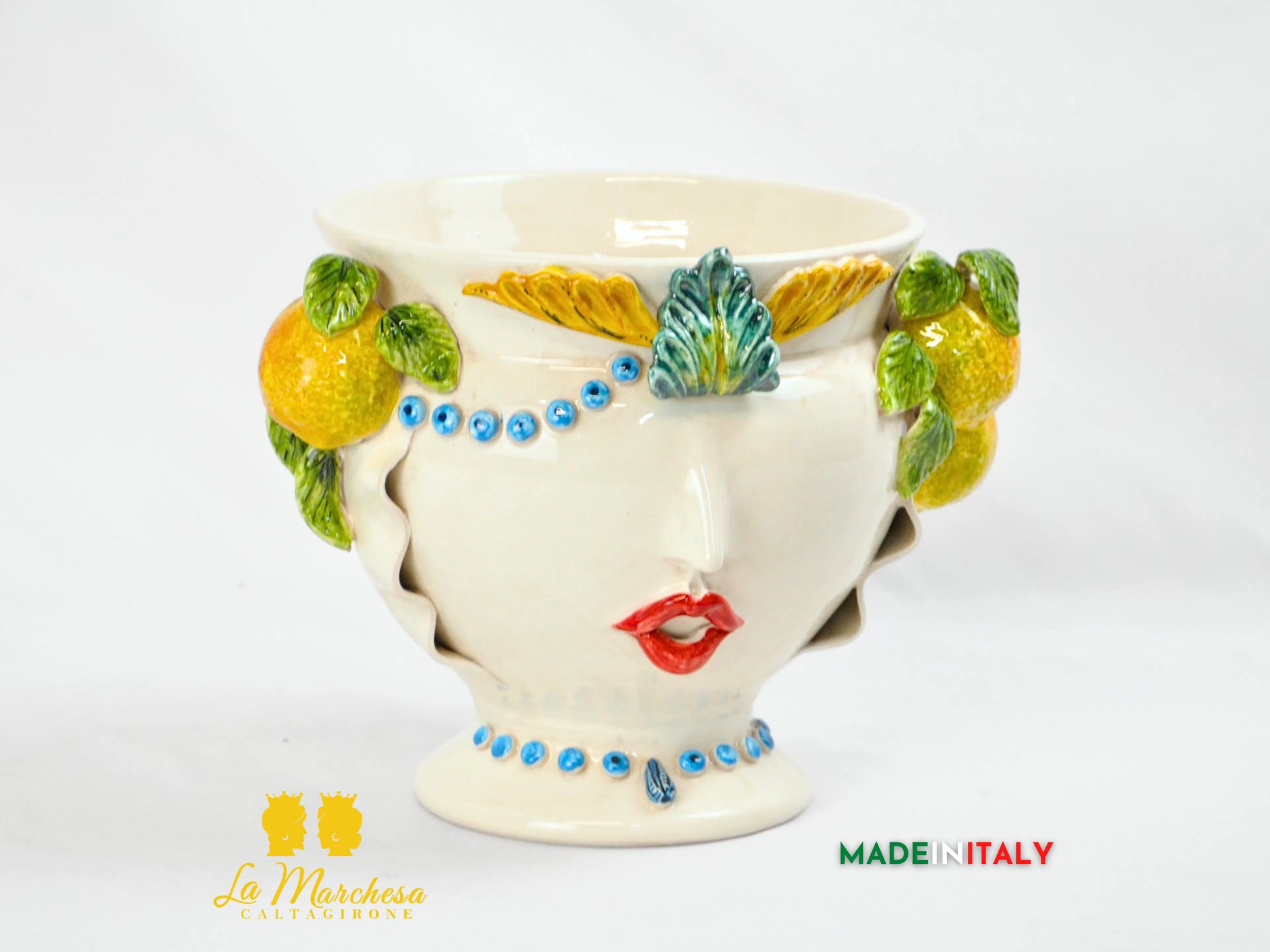 Vaso Donna Limoni in Ceramica di Caltagirone 26cm