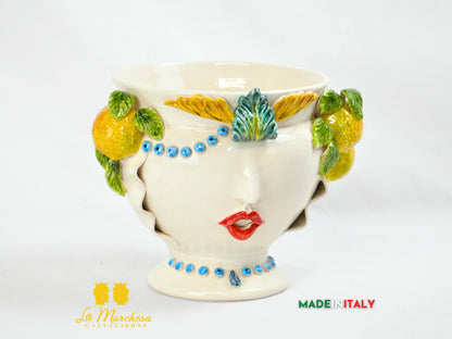 Vaso Donna Limoni in Ceramica di Caltagirone 26cm