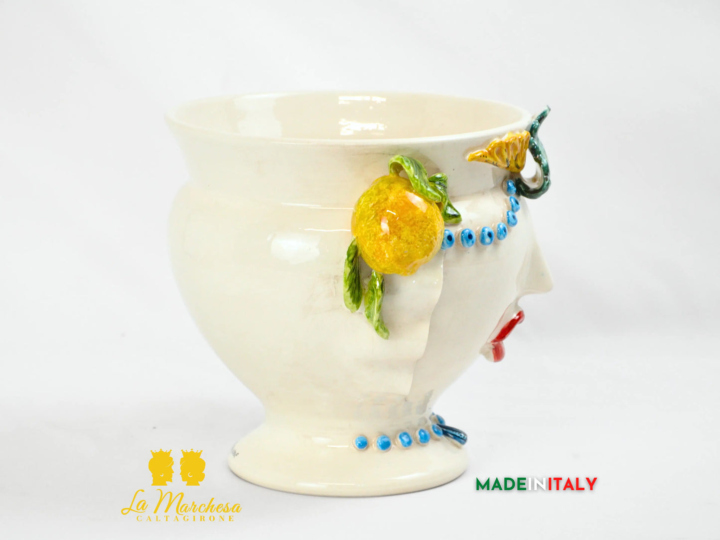 Vaso Donna Limoni in Ceramica di Caltagirone 26cm